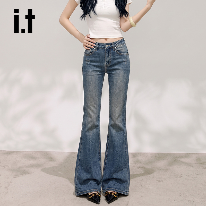 It: Chocoolate American Retro Low-Waisted Flared Jeans for Women, Summer Slimming Niche Design Bootcut Pants It: Chocoolate American Retro Low-Waisted Flared Jeans for Women, Summer Slimming Niche Design Bootcut Pants