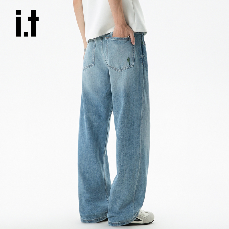 It: Chocoolate Lyocell Wide-Leg Jeans for Men, Summer 2026, Thin Tencel Loose Straight Pants