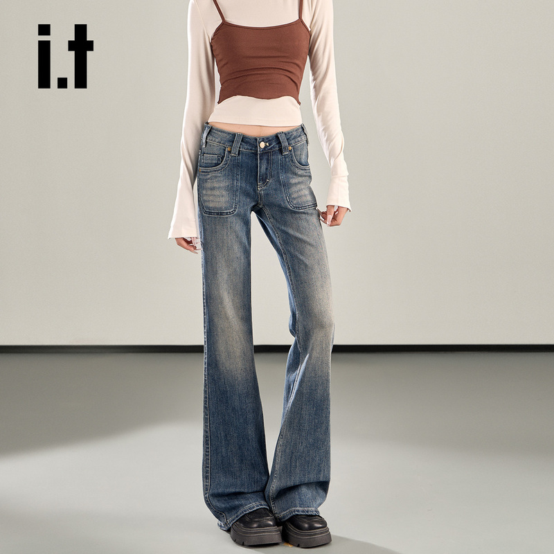 Chocoolate Retro Low-Waist Flared Jeans for Women, New Autumn Style, Slim Fit, Flattering Bootcut Pants