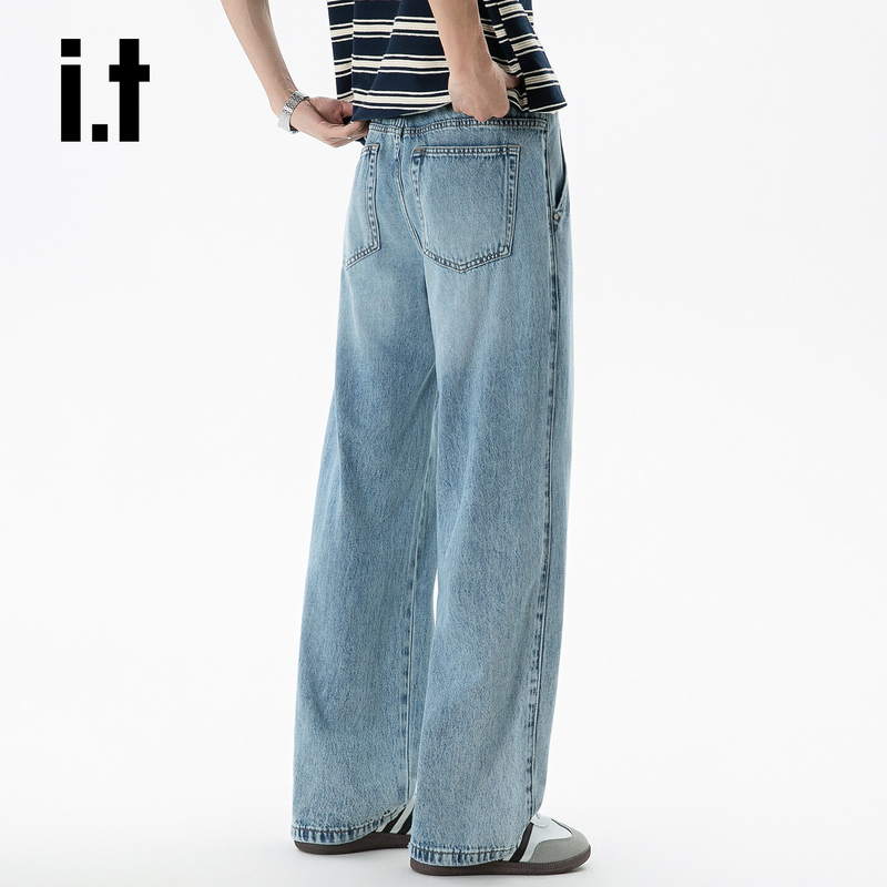 It: Chocoolate Lyocell Loose Straight-Leg Jeans for Men, Spring and Summer Thin Tencel Drape Wide-Leg Pants