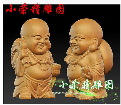 Big head bag Buddha boy laugh Buddha send blessing three-dimensional stl diagram three-dimensional three-dimensional carved four-axis round carved diagram