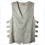 Boutique mùa hè trung niên nam Tang phù hợp với vest vest mồ hôi cotton và vải lanh thô vải ngựa già cao cấp vest vest nam