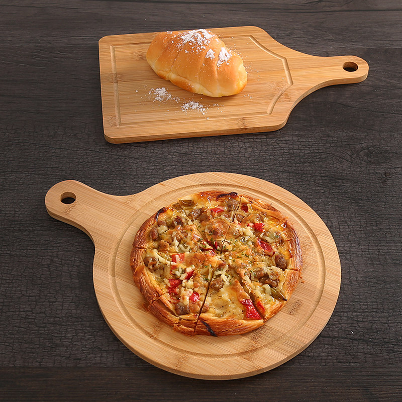 Home No Lacquered Cut Bread Dessert Buffalo Chopping Block Day Style Plate West Dining Tray Pizza Tray Bamboo Round Pizza Plate