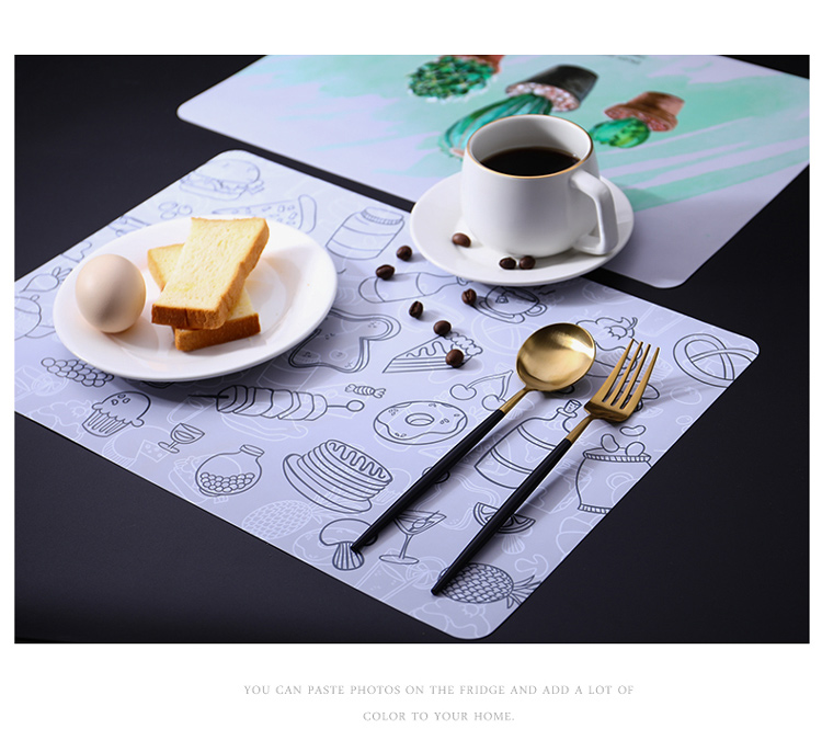 Bàn ăn Tây bàn mat nhà sáng tạo phim hoạt hình hình chữ nhật bộ đồ ăn pad tấm pad coaster chống nóng pad cách nhiệt mat khay inox đựng thức ăn