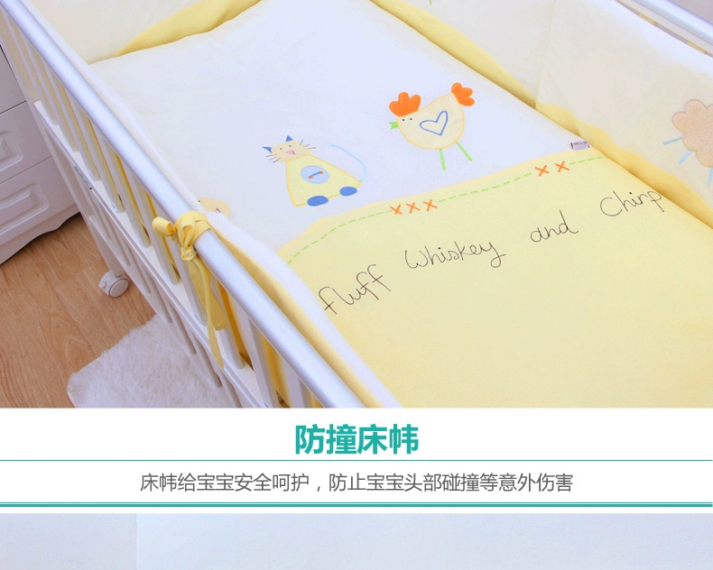 Bộ đồ giường cho bé Bộ đồ giường cho bé sơ sinh bảy mảnh thêu chăn - Túi ngủ / Mat / Gối / Ded stuff