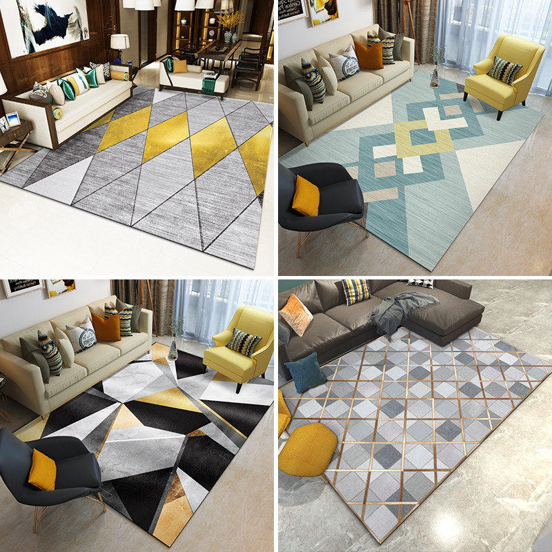 Nordic Geometric Striped Rug Living Room Coffee Table Sofa Bedroom Rug Bedside Floor Mat Modern Simple Machine Washable