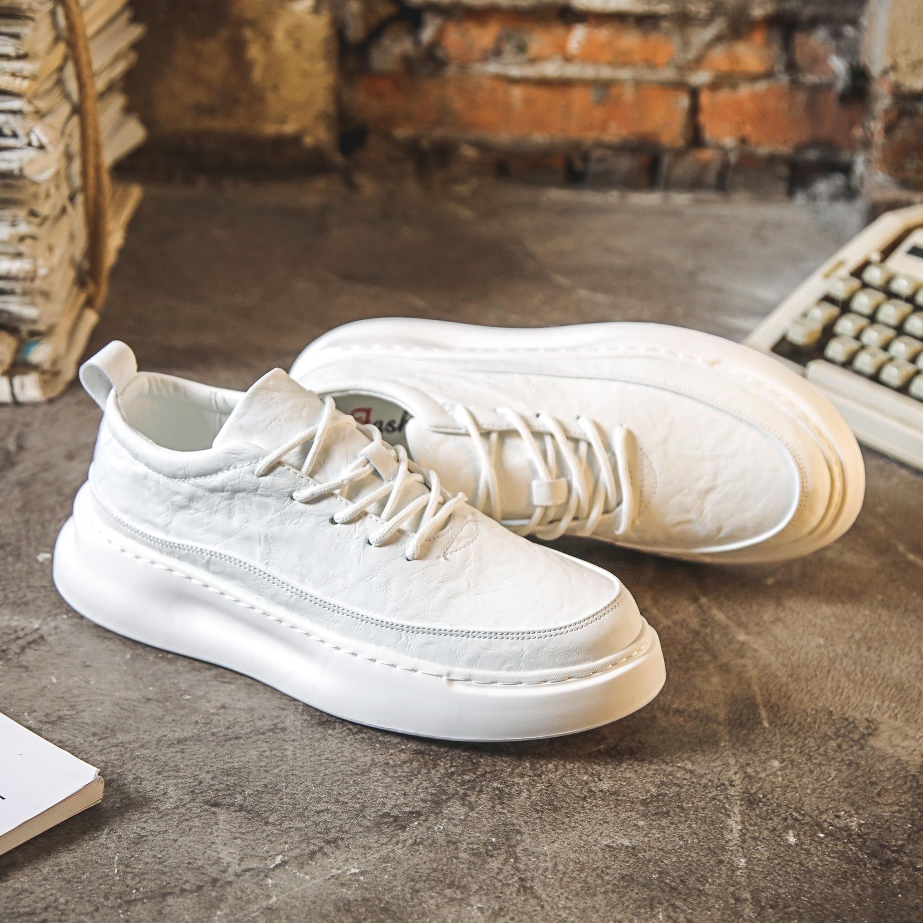 Hong Kong counter ITUN7G small white shoes men's shoes thick-soled genuine leather trendy brand sneakers heightening sports casual shoes