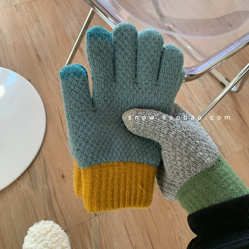Брендовые утепленные перчатки, удерживающий тепло трикотажный шерстяной комплект для школьников