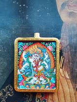Qinghai Regong Thangka White Ruyi Treasure Master Six-Arm Bai Maha La Big Black Sky Hand-painted Small Thangka