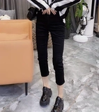 Черные джинсовые весенние джинсы с молнией, штаны, сексуальная сумка, свободный прямой крой, на молнии, подходит для подростков, по фигуре