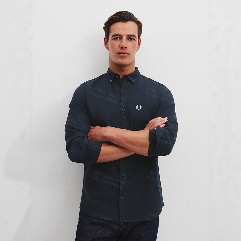 Fp Wheat Ear Pattern Outerwear Shirt Oxford Cloth Business Casual British Style Oxford Textile Embroidered Mature Pure Cotton Shirt Top