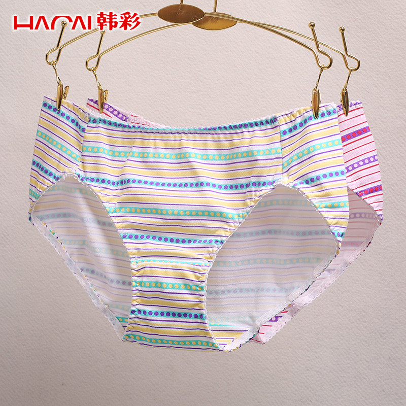 Korean Carnivals Ladies in underpants Cotton Low Waist Triangle Pants Stripe Printed hip Han version Ladies shorts 4 dress