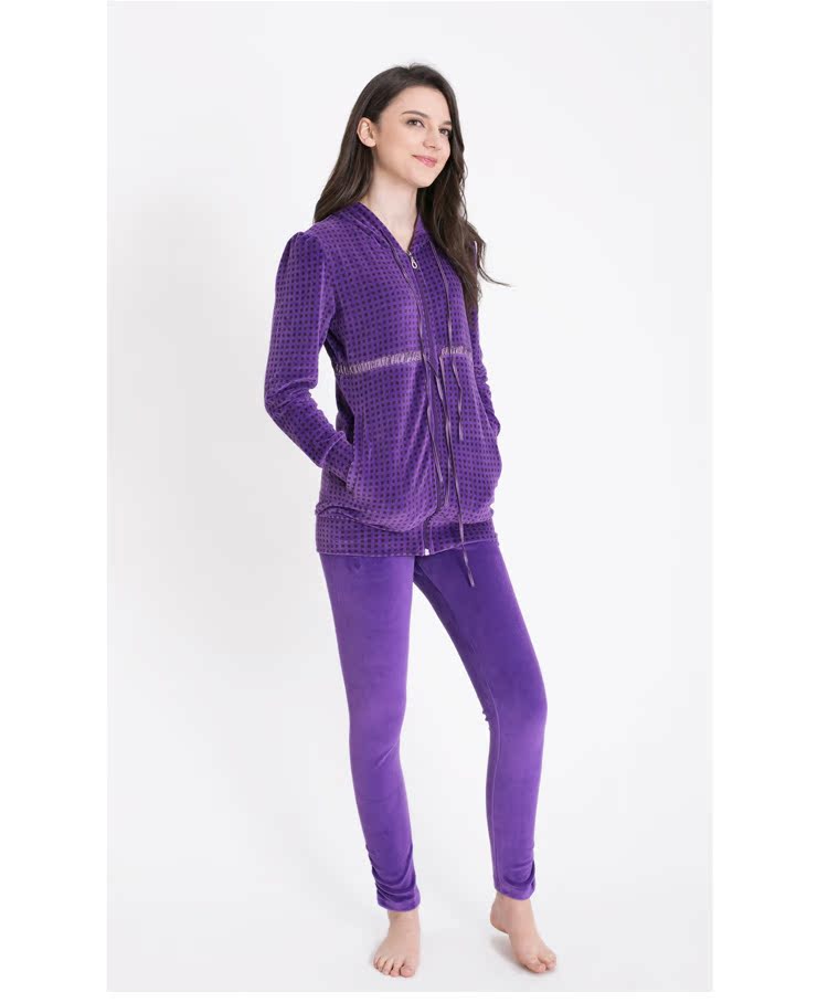 Han Cai pyjama mùa thu đông ngỗng xuống buổi sáng chạy thể thao và giải trí phù hợp với dây kéo trùm đầu dịch vụ nhà đầm ngủ đẹp