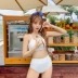 Hàn Quốc áo tắm lưng cao màu đỏ nữ ngực nhỏ gợi cảm bảo thủ che bụng mỏng nơ bikini nóng bỏng - Bộ đồ bơi hai mảnh