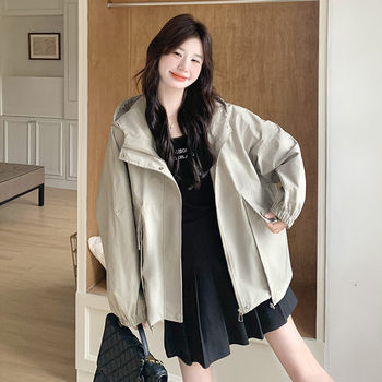 Women's/women's boutique windbreaker spring 2025 solid color japanese and korean casual zipper regular long sleeve polyester Women's/women's boutique windbreaker spring 2025 solid color japanese and korean casual zipper regular long sleeve polyester