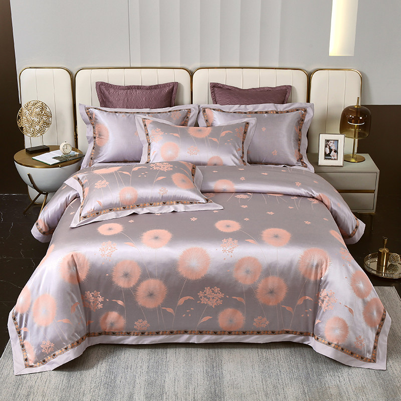 High-end European-style home textiles, new products, soft and comfortable, moisture-absorbing and breathable, satin jacquard bed cover embroidery four-piece set - Taobao