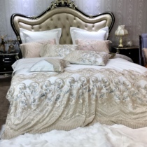 European-style high-end 120 long-staple cotton embroidery four-piece romantic lace cotton embroidery wedding bedding