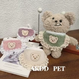 Брендовый оригинальный бархатный нагрудник ручной работы, шарф, милый слюнявчик, чокер, с медвежатами