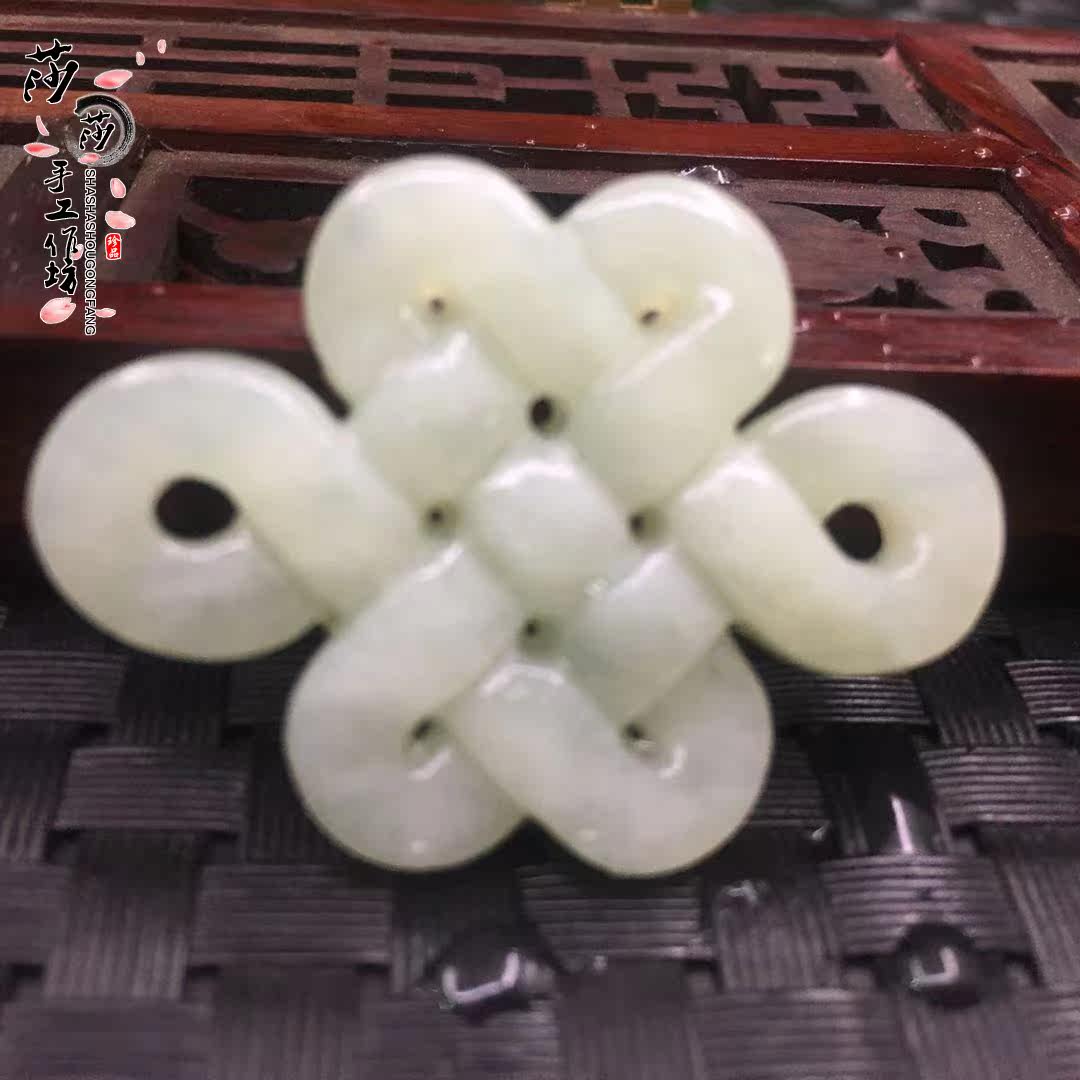 Natural Jade hollow Chinese knot pendant piece accessories accessories DIY handmade antique lumbar flow su