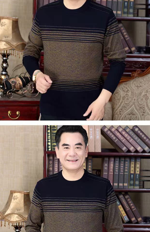 Đàn ông trung niên cộng với nhung dày cổ tròn đồ lót nam một mảnh có thể được mặc bên ngoài cha mặc áo len chạm đáy áo bra