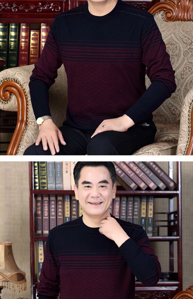 Đàn ông trung niên cộng với nhung dày cổ tròn đồ lót nam một mảnh có thể được mặc bên ngoài cha mặc áo len chạm đáy áo bra