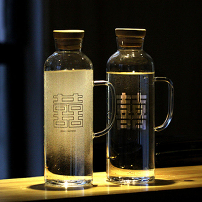 RD gift Sherwood zero land zero Double happiness bottle Creative glass Water cup Water bottle Wedding gift gift