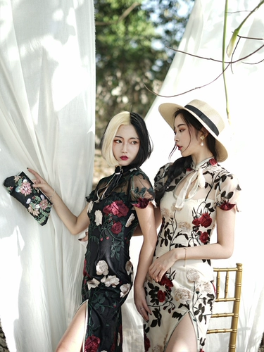 Легкое сексуальное ципао, платье, яркий броский стиль