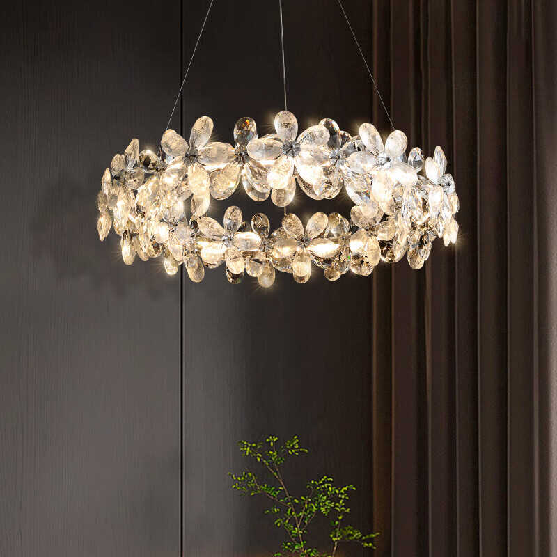 European-Style Living Room, Bedroom, Dining Room Crystal Led French Smart Chandelier, Light Luxury and Grand Hotel Villa Lobby Light
