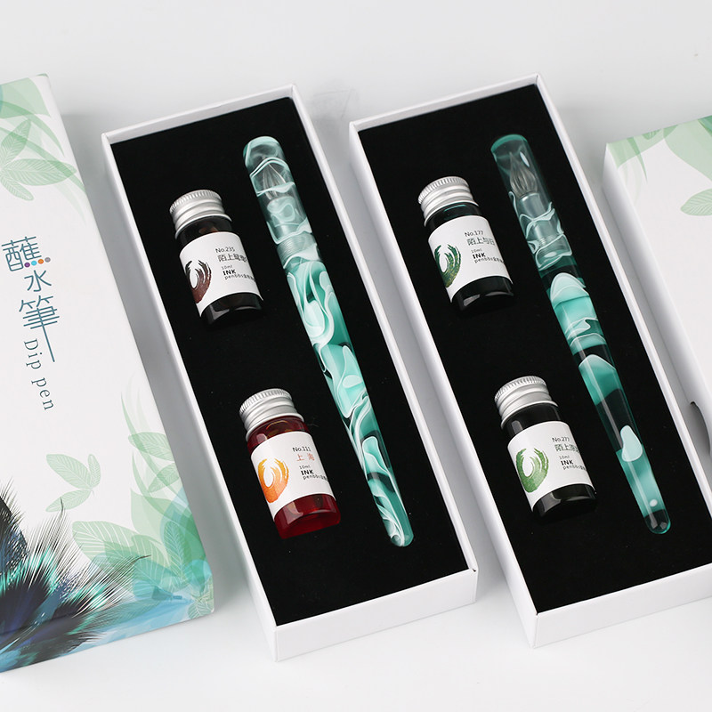 Delich painting skin multi-function glass dip pen art flat tip painting practice calligraphy pen flower body English dip pen