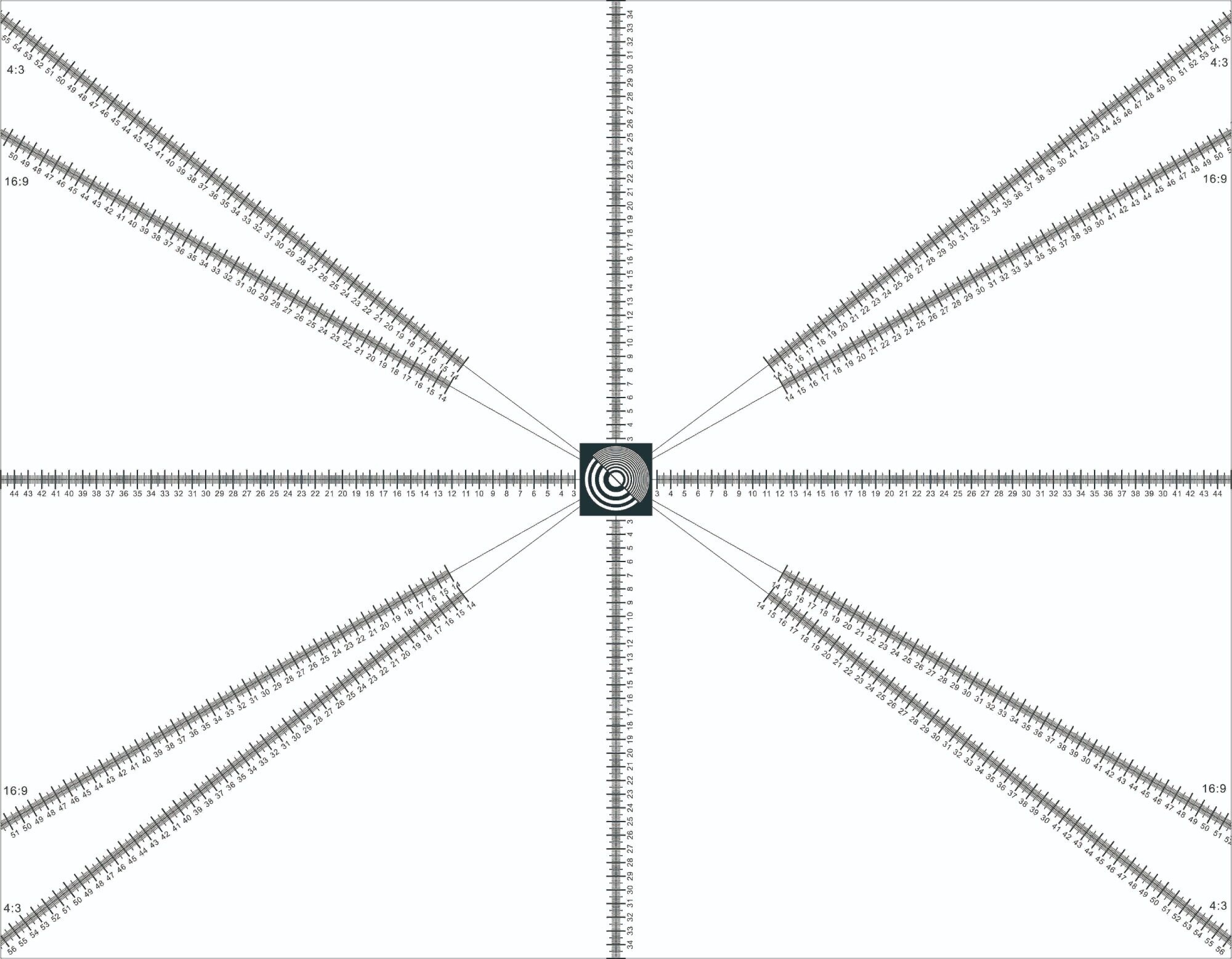 The field of view test card is marked with a scale, and the conversion FOV Chart needs to be calculated after shooting