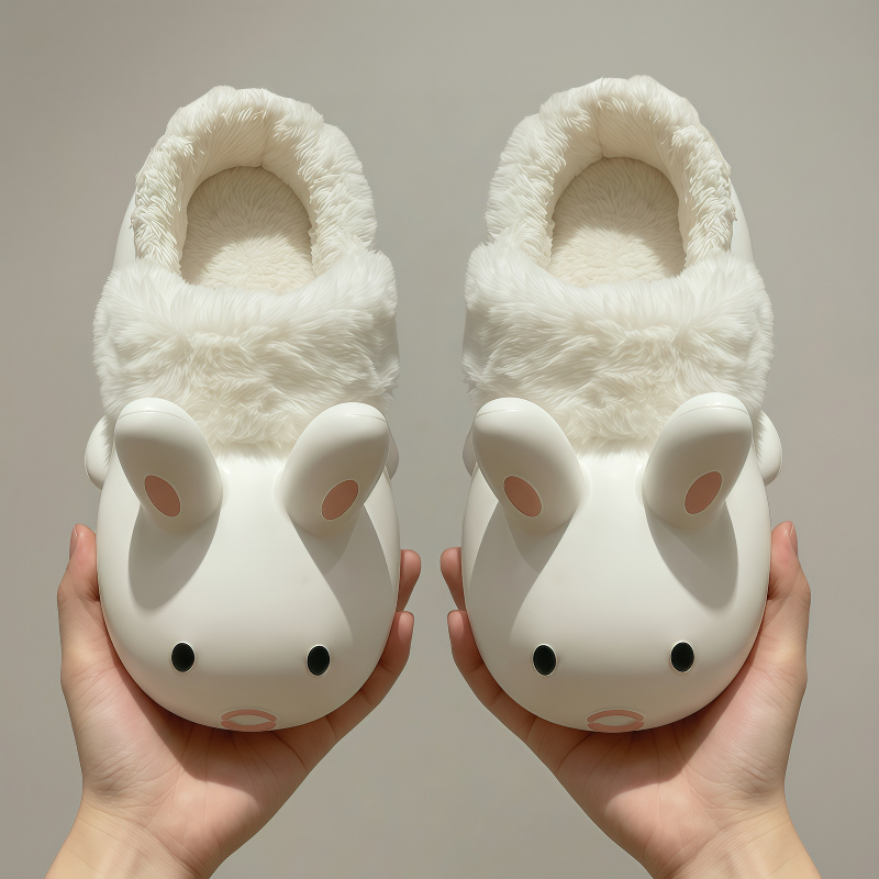 Waterproof Cotton Slippers for Women, Autumn and Winter 2025 New Style, Student Home Wear, Warm, Non-Slip, Cute Rabbit Cotton Shoes for Women