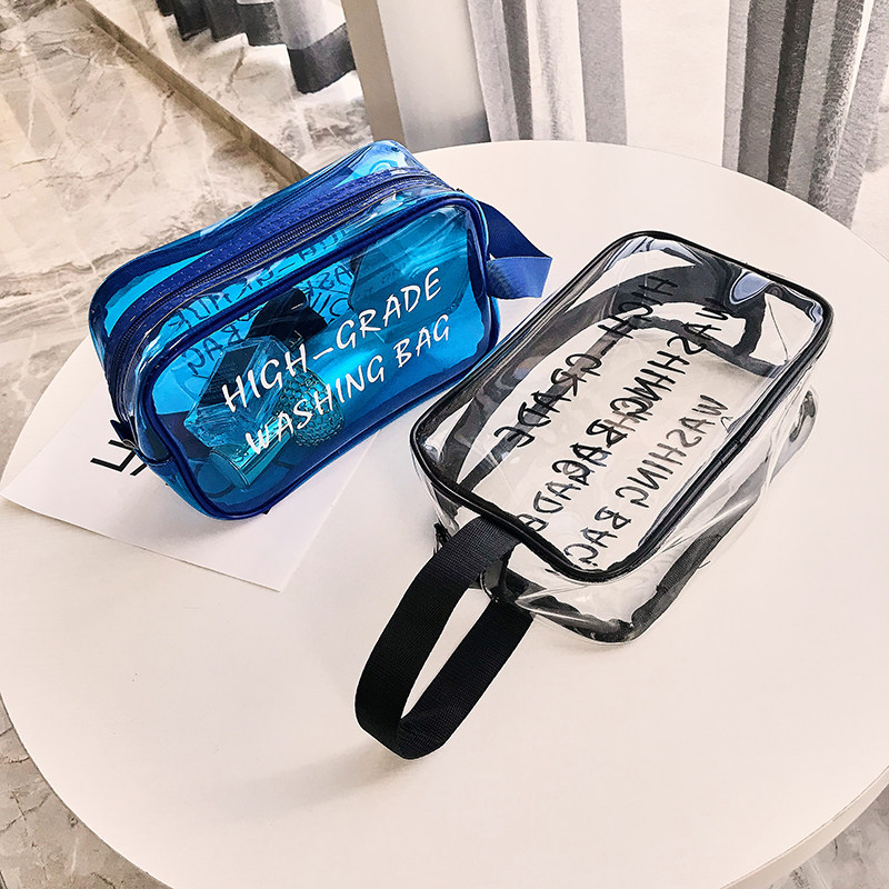 Transparent simple waterproof large capacity male fitness wash bag storage bag ins net red small portable makeup bag Female