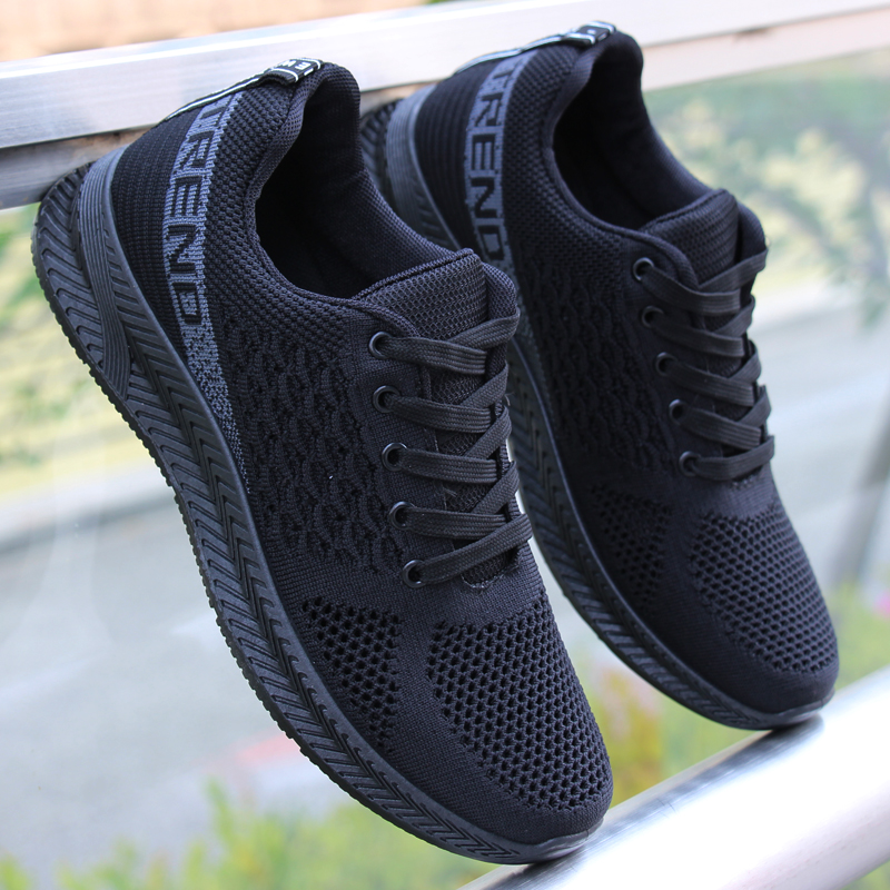 Men's shoes breathable summer trendy shoes mesh shoes sports shoes flying woven shoes black work shoes hollow shoes mesh casual shoes men