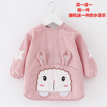 New childrens overalls pure cotton autumn and winter waterproof boys anti-dressing girls baby protective clothes apron baby eating clothes