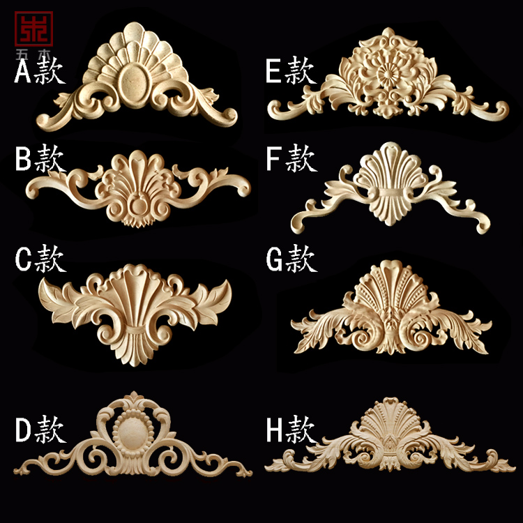 Solid wood Applique Eurostyle Home Patch Wood Carved with background wall Decorative Accessories Cabinet Door Core long applique flower door flower