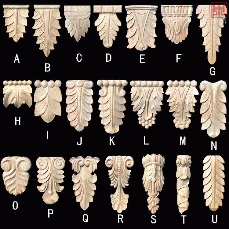 East Yangmu wood carving European style furniture small column head solid wood Roman column applique with flower column head European-style column head wood carvings