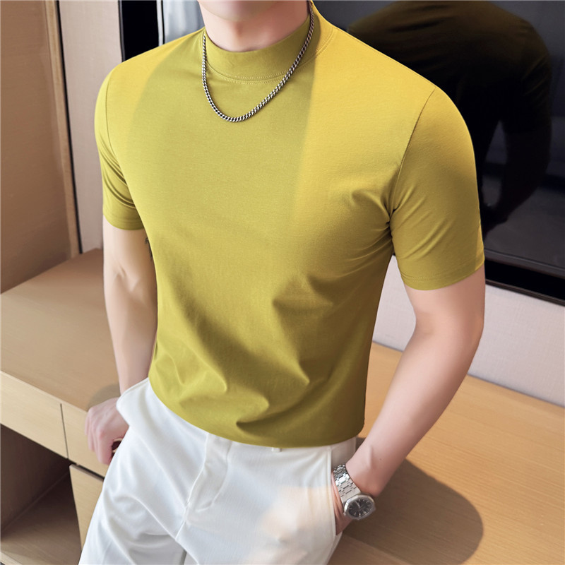 2026 High-End Skin-Friendly Half-High Collar Short-Sleeve T-Shirt for Men, Breathable Small High Collar Solid Color Stretchy Long-Sleeve Base Shirt 2026 High-End Skin-Friendly Half-High Collar Short-Sleeve T-Shirt for Men, Breathable Small High Collar Solid Color Stretchy Long-Sleeve Base Shirt
