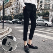 Mùa xuân và mùa hè quần tây nam thun đen chân quần 9 kiểu dáng phiên bản Hàn Quốc của xu hướng tự tu luyện 9 điểm phù hợp với quần - Suit phù hợp