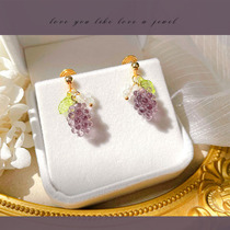 Lace No Earhole Original Design Mosquito Coil Pan Ear Clip Purple Green Green Grape Ear Accessories Small Crowdfruits Fresh Japan-ROK Women