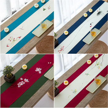 Hand-painted high-end chinese long waterproof tea mat table flag Hand-painted high-end chinese long waterproof tea mat table flag
