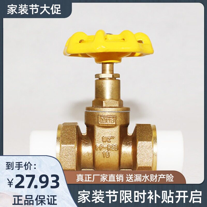 Sky One Golden Bull PPR Double Live Gate Valve Live Valve Full Copper PPR Live Access Valve Full Copper Cut-off Gate Valve