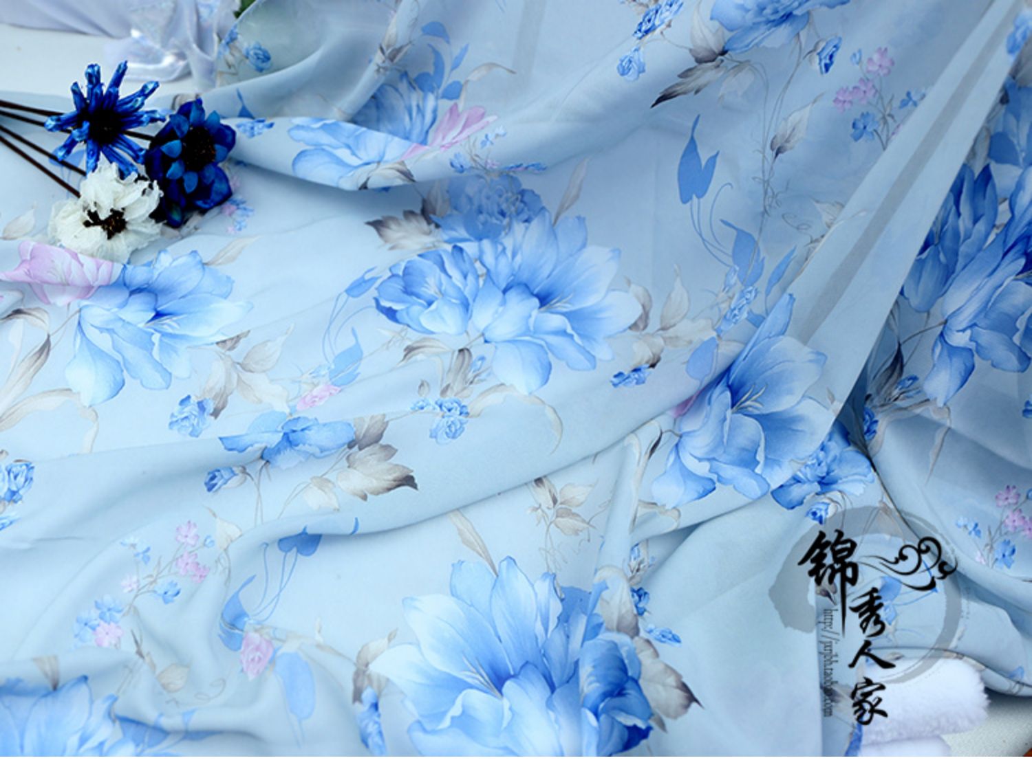 Vải voan in 50D Phong cách Trung Quốc cổ đại Vải Hanfu Khăn quàng cổ bằng vải lụa - Vải vải tự làm vải thô