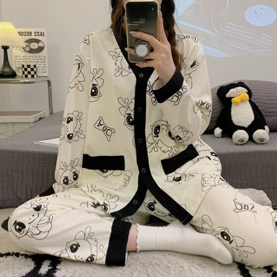 Postpartum confinement clothes pure cotton spring and autumn maternity pajamas for women 9 breastfeeding pregnancy period July 8 summer thin section 6