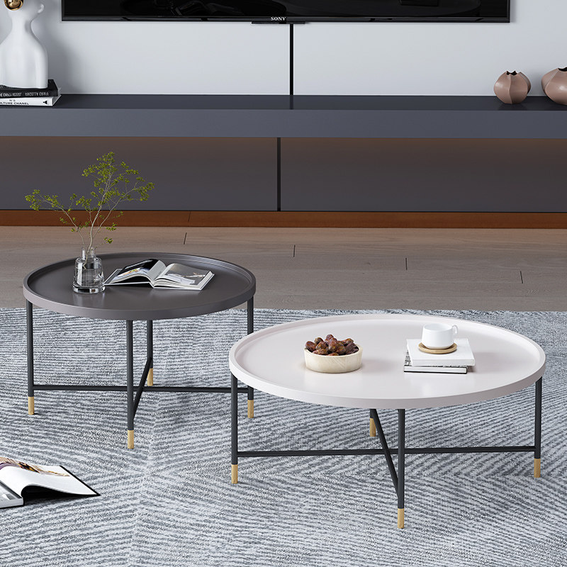 Modern minimalist coffee table combination small apartment personality simple side a few sizes high and low round living room light luxury wrought iron table