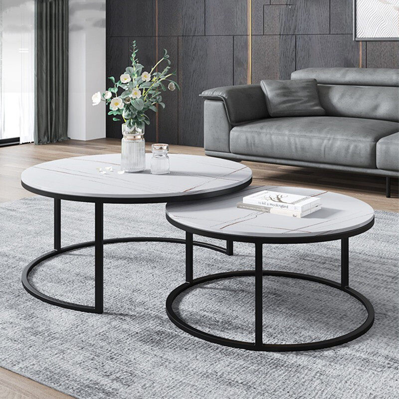 Italian light luxury rock slab coffee table size round combination Nordic living room home net red designer small apartment coffee table table