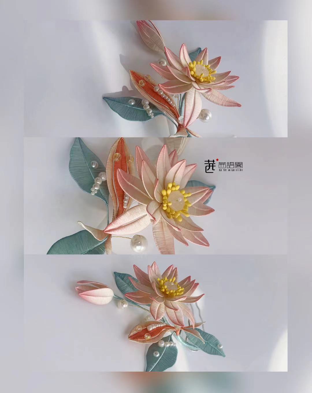 Original design koi opera lotus flower comb mangui long sheng lotus carp custom Chinese clothing headdress can be matched with song, Ming and Tang dynasties
