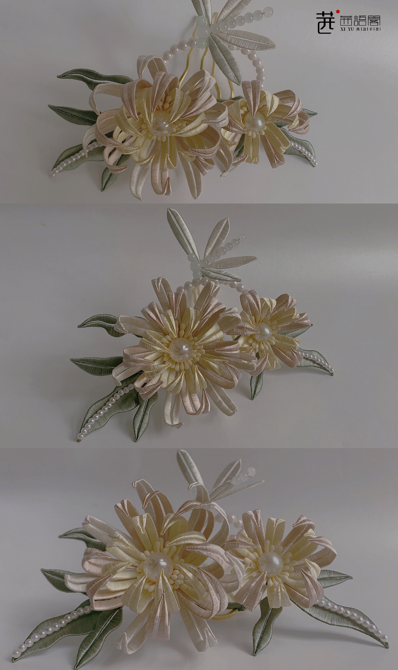 Zhong Lingji Baicao Collection Flowers Custom Chrysanthemum Dragonfly Small Hair Crown Han Clothing Hair Accessories Song