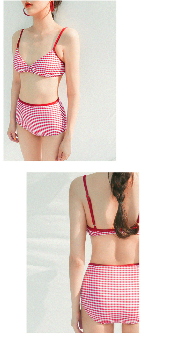 Wei Naibo 9915 bikini kẻ sọc retro Hàn Quốc tập hợp áo tắm xẻ eo cao che bụng áo tắm nóng bỏng mùa xuân - Bikinis quần tắm biển