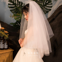 2021 new bridal wedding dress headwear Super Xiansen line travel photo props marriage license Pengpeng head yarn