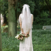 026 New Bride wedding ceremony retro veil multi-layer wedding wedding brigade wedding Brigade